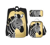 TRUKD Zaino per studenti, grazioso astuccio con rose rosa per ragazzi e ragazze, astuccio portapranzo, Zebra Bianca e Nera, Taglia unica, Zaino daypack