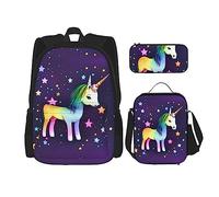 TRUKD Zaino per studenti, la borsa solare per la famiglia per ragazzi della scuola, zaino per ragazze, zaino per matite, borsa per il pranzo combinazione, Stella a un cavallo, Taglia unica, Zaino