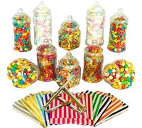 Truly Sweet Candy - 10 barattoli in plastica, 5 stili, 2 pinze, 50 sacchetti a buffet (Aqua)