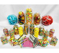 Truly Sweet Candy 19 barattoli vuoti in plastica per dolci, 2 misurini, 2 pinze e 100 sacchetti, kit per buffet, tavolo per dolci (rosa)