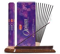 TRUMIRI Opium Hem - Bastoncini di incenso e supporto, 121 pezzi (6 confezioni da 20, 1 set)