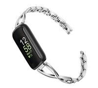 TRUMiRR Compatibile con Fitbit Inspire 3/Inspire HR, cinturino in acciaio inossidabile massiccio e strass diamante cinturino gioielli bracciale femminile