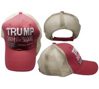 Trump 2024 The Sequel Rosso Rete Stile Camionista Cachi Schiena Ricamato Cap Hat