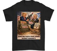 Trump Aiuta Benjamin Netanyahu, Liberate Palestina, T-Shirt Uomo Crimini Iran