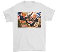 Trump Aiuta Benjamin Netanyahu T-Shirt Uomo Black/White 100% Cotone