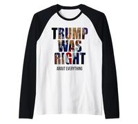 Trump aveva Ragione su Tutto - Trump Kiss Flag Maglia con Maniche Raglan