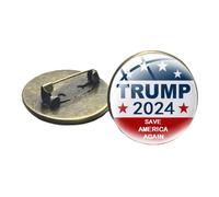Trump Donald 2024 Save America Again Spille Cabochon in vetro Spilla Bandiera degli Stati Uniti Spilla Borsa Abbigliamento Spilla da bavero Distintivi alla moda Regalo per donne uomini, Small, Bronzo,