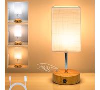 TRUMPETS Lampada da Comodino Touch Dimmerabile Ricaricabile 6000 mAh USB-C,Paralume in Tessuto di Lino, Abat Jour da Comodino per Camera da Letto Soggiorno (1 Pezzo)