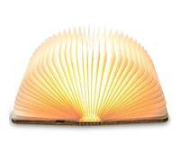 TRUMPETS Lampada Libro Led Pieghevole in Legno Mood Lights, Luci notturne 2500mAh Ricarica USB-C, Idea Regalo Originale Compleanno e Natale (22cm | Bianco caldo)