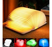TRUMPETS Lampada Libro Led Pieghevole in Legno Mood Lights, Luci notturne 2500mAh Ricarica USB-C, Idea Regalo Originale Compleanno e Natale (12cm | RGB)