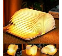 TRUMPETS Lampada Libro Led Pieghevole in Legno Mood Lights, Luci notturne 2500mAh Ricarica USB-C, Idea Regalo Originale Compleanno e Natale (12cm | Bianco caldo)