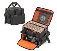 Trunab Borsa per Dischi Vinile in Nylon Impermeabile Leggera Robusta di Grande Capacità - Compatibile con 60 LP, Ideale per Trasportare Vinili con Tracolla e Maniglia
