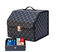 Trunk Box Organizer, Portable SUV Storage Container, Rear Car Storage Solution, Foldable Design with Lid Compartments for Women and Men Autoumotive Organization Interior Accessories