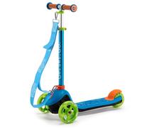 Trunki Monopattino pieghevole a 3 ruote per bambini e bambine, con gancio di traino, tracolla e borsa per il trasporto, altezza del manubrio regolabile, piccolo scooter blu per bambini dai 2 ai 6 anni