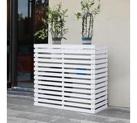 TRUNXUCL Copertura Condizionatore Esterno, Copri Condizionatore da Esterno Legno, Copertura AC Divisa in Legno per Unità Esterne, Supporto per Piante a Mensola per Esterni, Giardino (Color : Wit, Si