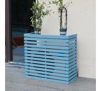 TRUNXUCL Copertura Condizionatore Esterno, Copri Condizionatore da Esterno Legno, Copertura AC Divisa in Legno per Unità Esterne, Supporto per Piante a Mensola per Esterni, Giardino (Color : Blue, S