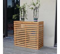 TRUNXUCL Copertura Condizionatore Esterno, Copri Condizionatore da Esterno Legno, Copertura AC Divisa in Legno per Unità Esterne, Supporto per Piante a Mensola per Esterni, Giardino (Color : Natural