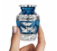 Trupoint Memorials - Piccole urne commemorative per ceneri umane, mini urna funeraria decorativa per uomini e donne adulti - Piccoli uccelli blu
