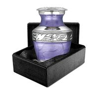 Trupoint Memorials Small Urns for Human Ashes Keepsake, Decorative Mini Cremation Urn for Adult Men and Women, Small Purple with Silver Lining