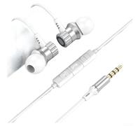 Trurovem Auricolari in-ear in metallo con cavo, con microfono, chip digitale HiFi, 3,5 mm di tipo C, bassi migliorati, suono stereo per chiamate musicali, colore argento e bianco, cavo da 1,2 m (C)