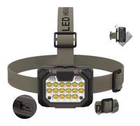 Trurovem Lampada frontale a LED COB ricaricabile con sensore di movimento, ricarica USB-C, batteria da 1500 mAh, 5 modalità di illuminazione, angolo regolabile a 45°, per campeggio, escursionismo