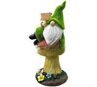 Trurovem Statua a forma di gnomo in resina solare, decorazione da giardino per esterni, resistente alle intemperie, scultura nana con luce automatica per 6-12 ore, decorazione da prato verde, per