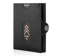 TRUSADOR Valencia - Portamonete in pelle sottile con tasca frontale e porta carte di credito con protezione RFID per uomo e donna, colore nero, con tasca per monete