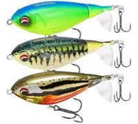 TRUSCEND Esche da pesca di superficie con ami BKK, esche da pesca multifunzione per spigole, luccio, persico, esca da pesca di superficie per spigole con coda a elica, esca galleggiante a matita