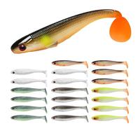 TRUSCEND Esche Da Pesca Morbide 20PZ, Paddle Tail Swimbaits, Esche Da Pesca Per Bass Trota Crappie Walleye, Esca Di Plastica Durevole Per Bass Fishing, Esca Da Pesca Shad Per Acqua Dolce Salata