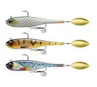 TRUSCEND Esche da pesca morbide con testa di giro, esche da pesca a coda di pagaia per pesca alla spigola, esca shad o girino con spinner, esca da pesca di alta qualità per acqua dolce salata, pesca