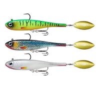 TRUSCEND Esche da pesca morbide con testa di giro, esche da pesca a coda di pagaia per pesca alla spigola, esca shad o girino con spinner, esca da pesca di alta qualità per acqua dolce salata, pesca
