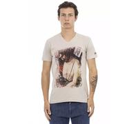 Trussardi Action Beige Cotton Men V-neck T-shirt - M