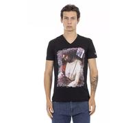 Trussardi Action Black Cotton Men's V-Neck T-Shirt - S