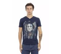 Trussardi Action Blue Cotton Men's V-Neck T-Shirt - M
