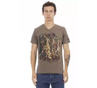 Trussardi Action Brown Cotton Men's V-Neck T-Shirt - M