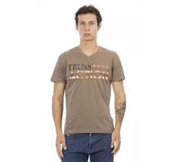 Trussardi Action Brown Cotton Men's V-Neck T-Shirt - M