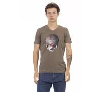 Trussardi Action Brown Cotton Men's V-Neck T-Shirt - M