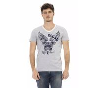 Trussardi Action Gray Cotton Men's V-Neck T-Shirt - L