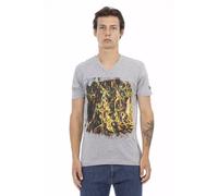 Trussardi Action Gray Cotton Men's V-Neck T-Shirt - L