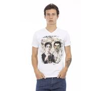 Trussardi Action White Cotton Men's V-Neck T-Shirt - M