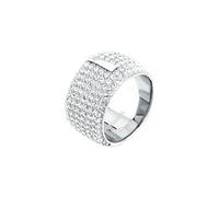 Trussardi Anello Donna in Acciaio, Cristalli a Fascia, Collezione T-ROUND, Idee Regalo Fidanzata