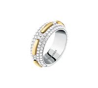 Trussardi Anello Donna in Acciaio, Cristalli, Collezione CONCEPT, Bicolore, Pavé, Regalo Fidanzata