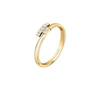 TRUSSARDI Anello Donna in Acciaio, Cristalli, Collezione T-LOGO