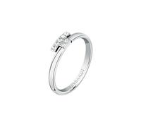 TRUSSARDI Anello Donna in Acciaio, Cristalli, Collezione T-LOGO, San Valentino