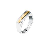 Trussardi Anello Uomo in Acciaio, Collezione T-STEEL, Dettaglio Dorato, Idee Regalo Fidanzato