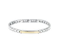 Trussardi Bracciale Uomo in Acciaio, Collezione T-STEEL, Targhetta Nera - TJAXV22