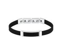 Trussardi Bracciale Uomo in Acciaio, Pelle Naturale, Collezione T-LEATHER