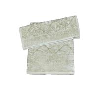 Trussardi Casa Set Spugna 1+1 velour lavorazione Jacquard Ospite + Asciugamano art. Greyhound Monogram (Avorio Camel M35)