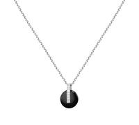Trussardi Collana Donna in Acciaio, Cristalli, Collezione T-ROUND, Ciondolo Nero - TJAYF04