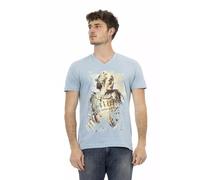 Trussardi - Elegante Tee con scollo a V e stampa frontale - -Tops -Uomo -Blu -2XL